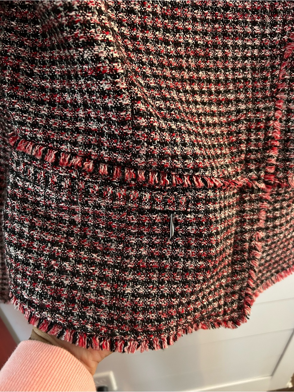 White House Black Market Tweed Fringe Jacket | Size 8 | - Picture 5 of 11